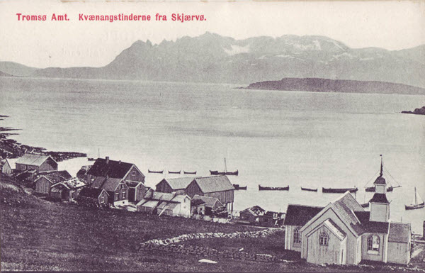 Tromsø Amt. Kvænangstinderne fra Skjærvø.