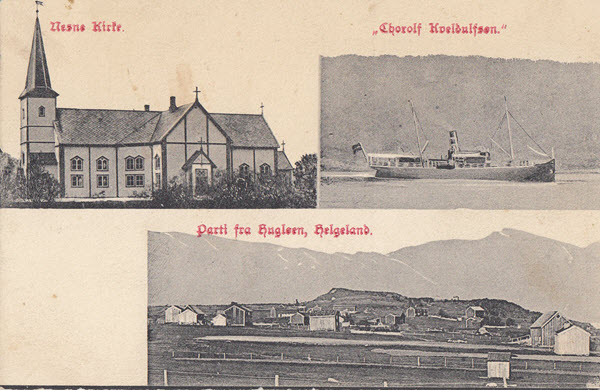 Nesne Kirke. Thorolf Kveldulfsøn. Parti fra Hugløen, Helgeland.