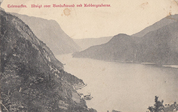 Telemarken. Udsigt over Bandaksvand ved Kobbergruberne.